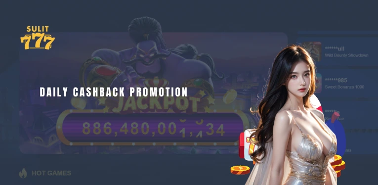 2% daily cashback promotion at Sulit777 game portal